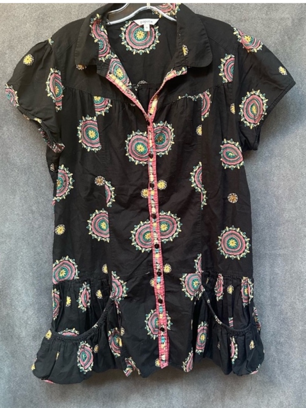 Paisley tunic top shirt with pockets